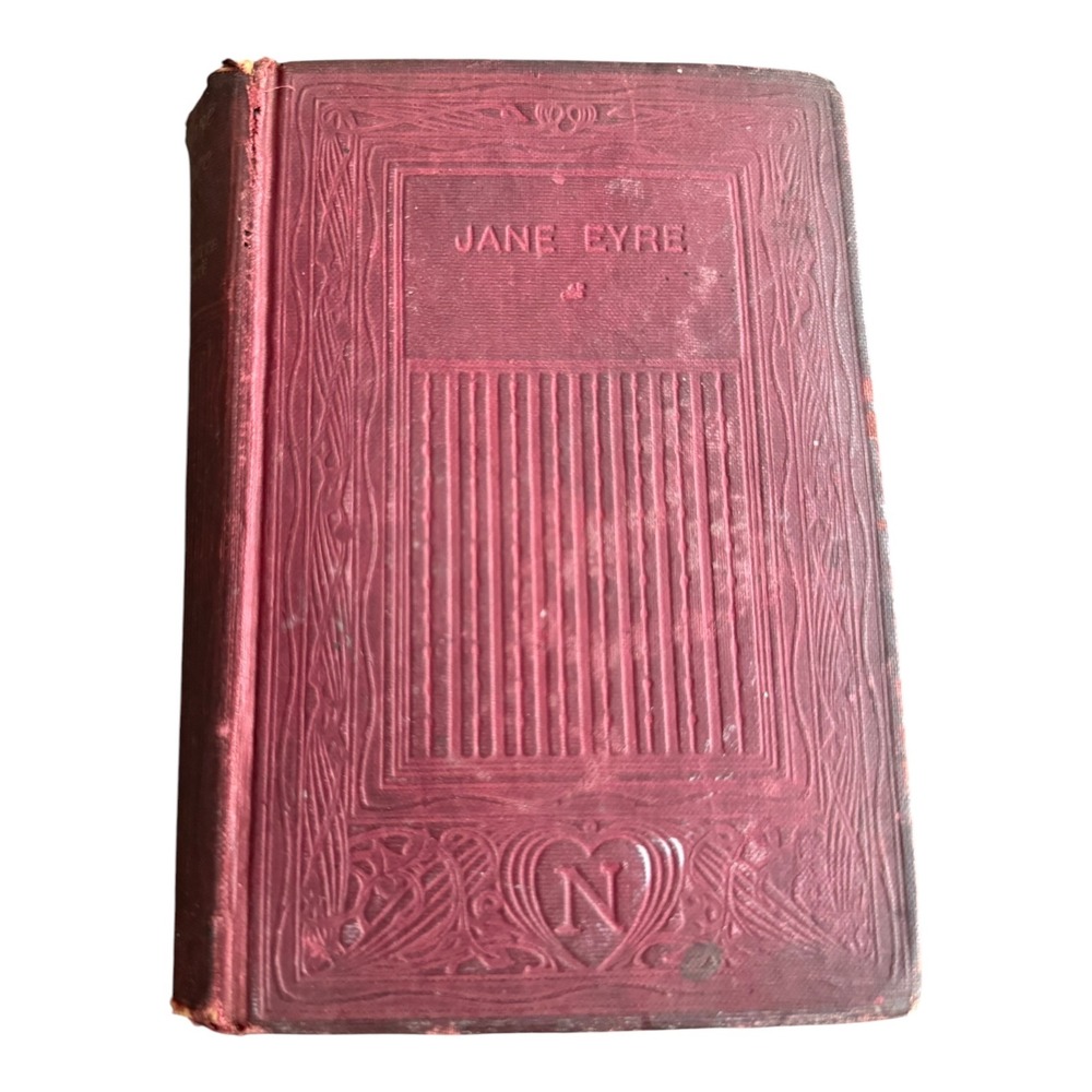 Antique Jane Eyre Charlotte Bronte Red Hardcover Embossed Decorative Book